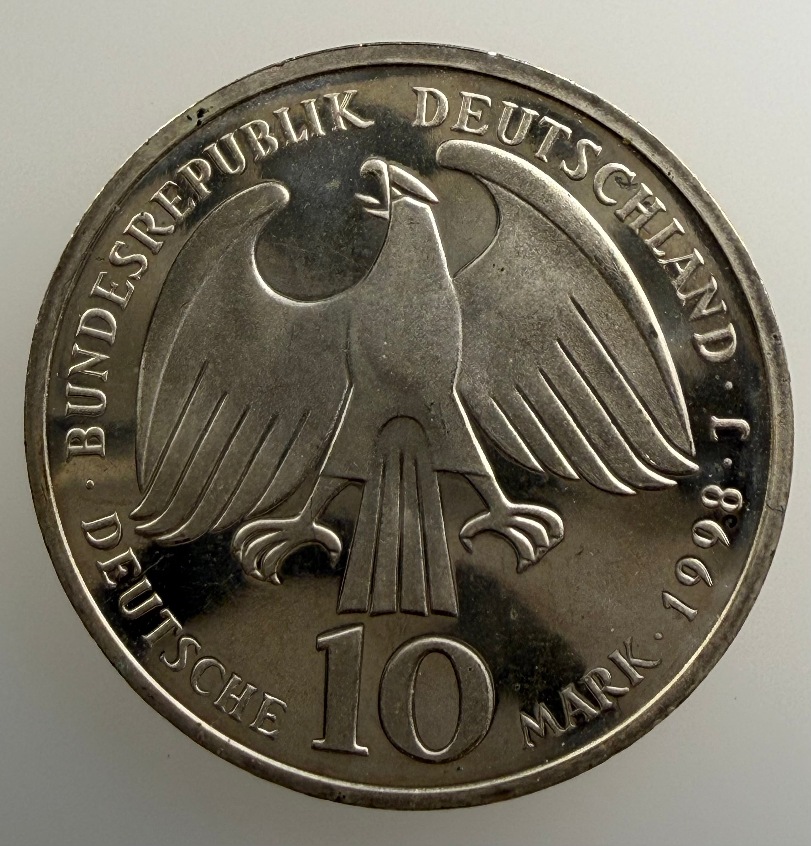 1998 J Germany Silver 10 Deutsche Mark – 350th Anniversary of the Peace of Westphalia