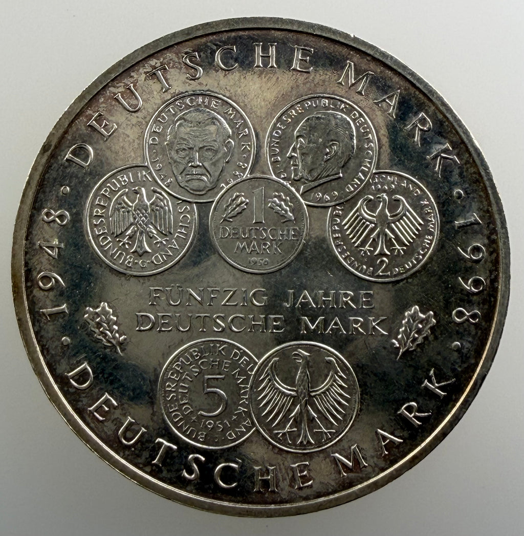 1998 A Germany Silver 10 Deutsche Mark – 50 Years of the Deutsche Mark