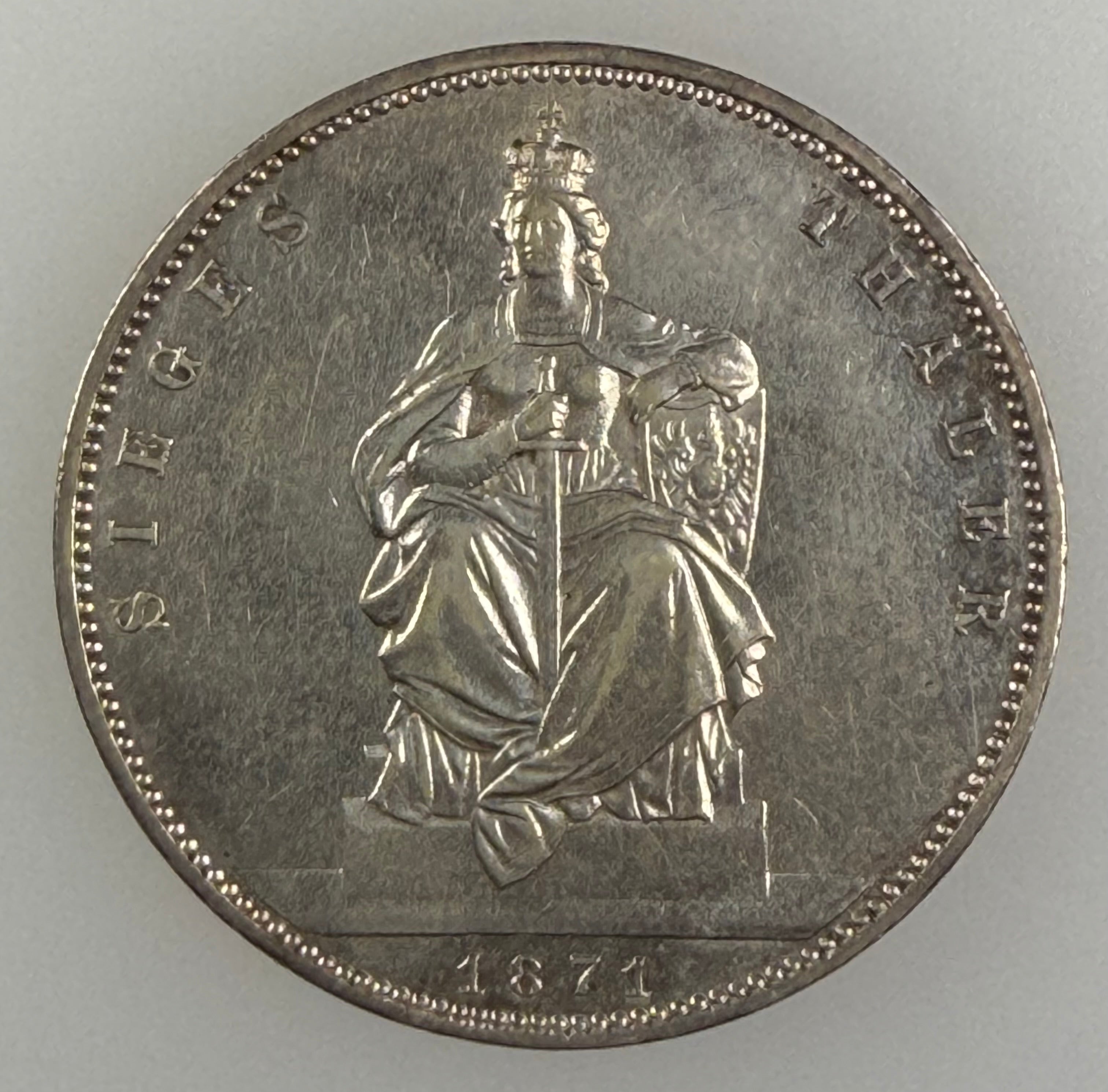 1871-A Prussia Silver Siegesthaler (Victory Thaler) – Wilhelm I (Berlin Mint)