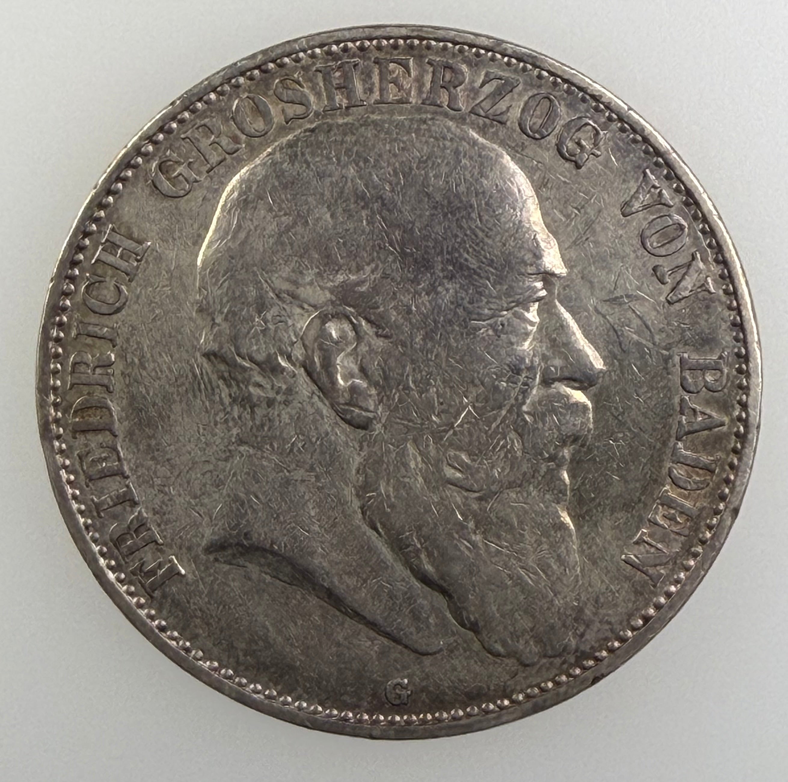 1907-G Germany Silver 5 Mark – Grand Duke Friedrich I of Baden