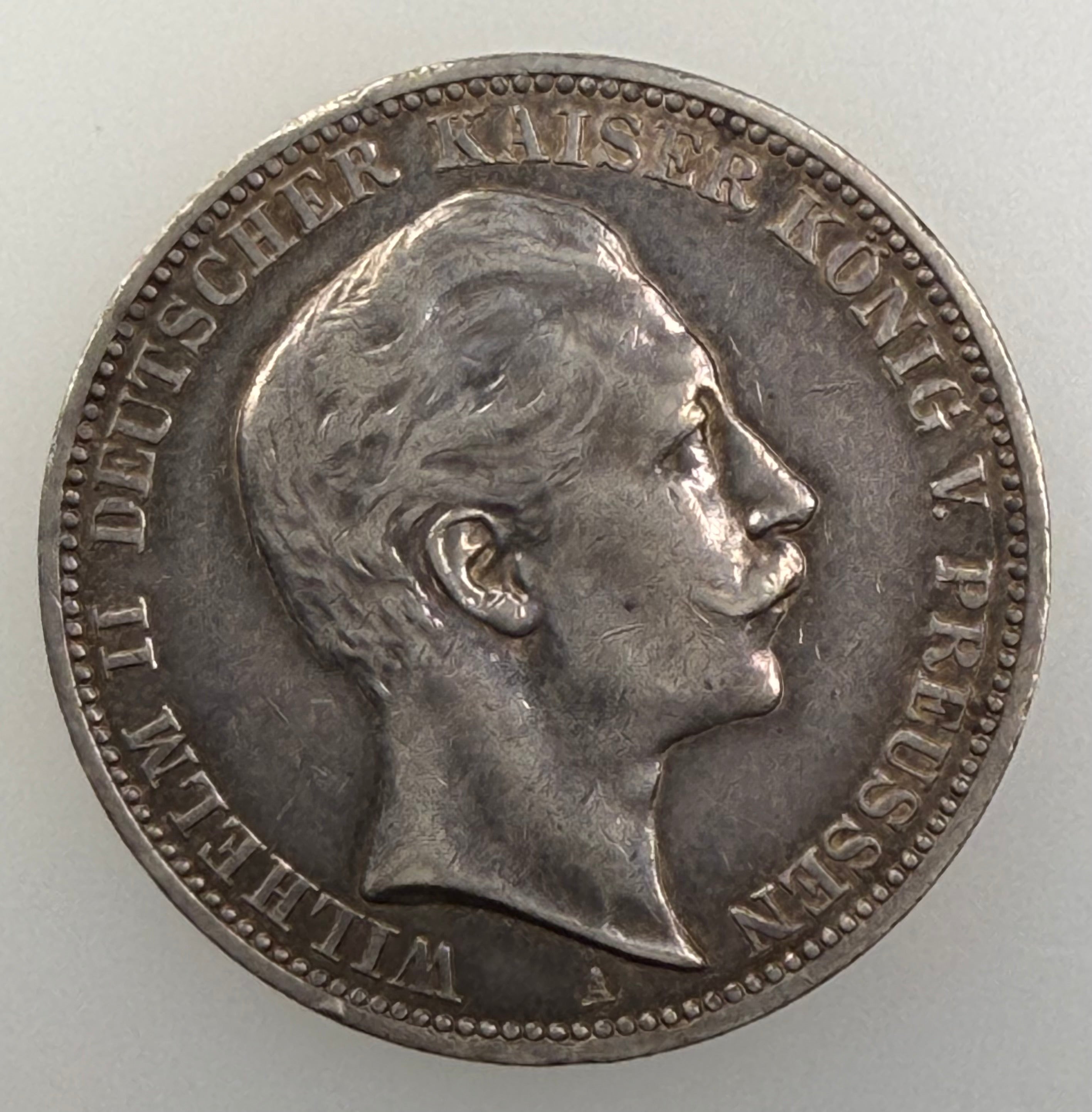 1910-A German States - Prussia Silver 3 Mark – Wilhelm II