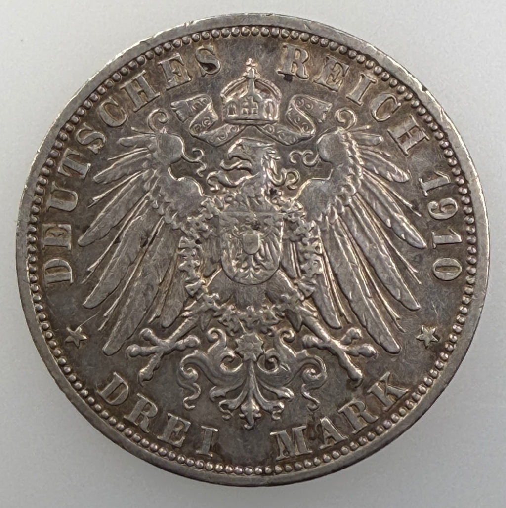 1910-A German States - Prussia Silver 3 Mark – Wilhelm II
