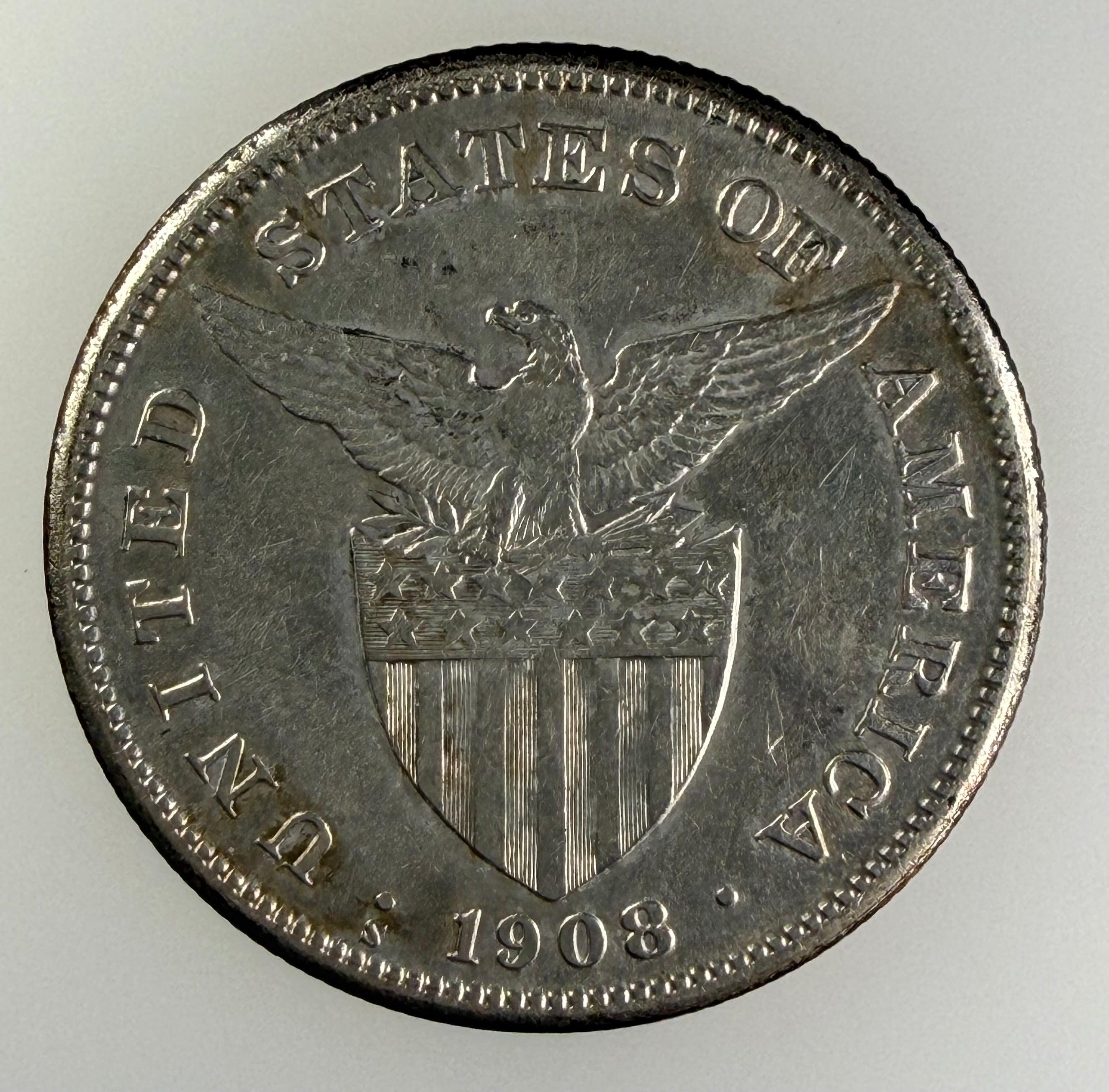 1908-S Philippines Silver Peso
