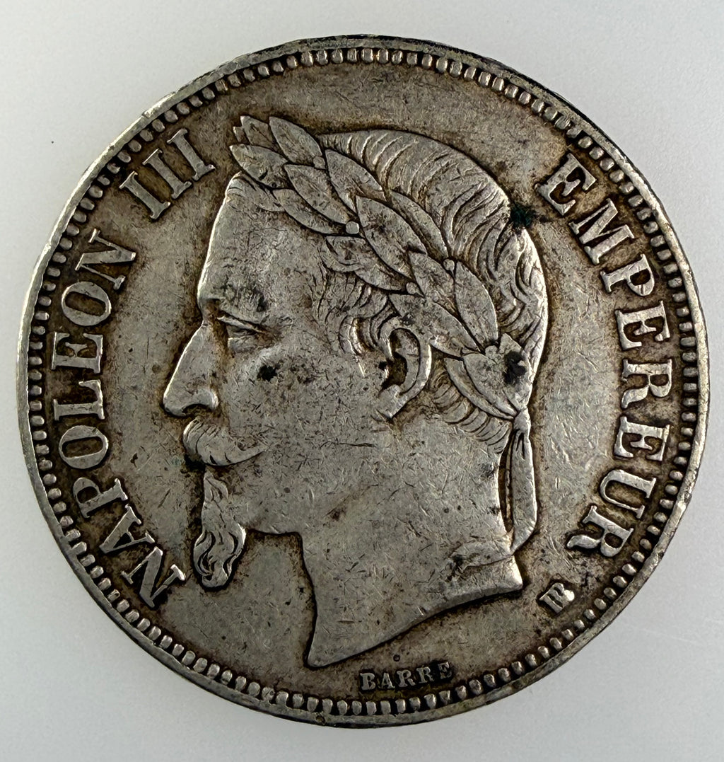 1869-BB France Silver 5 Francs – Napoleon III