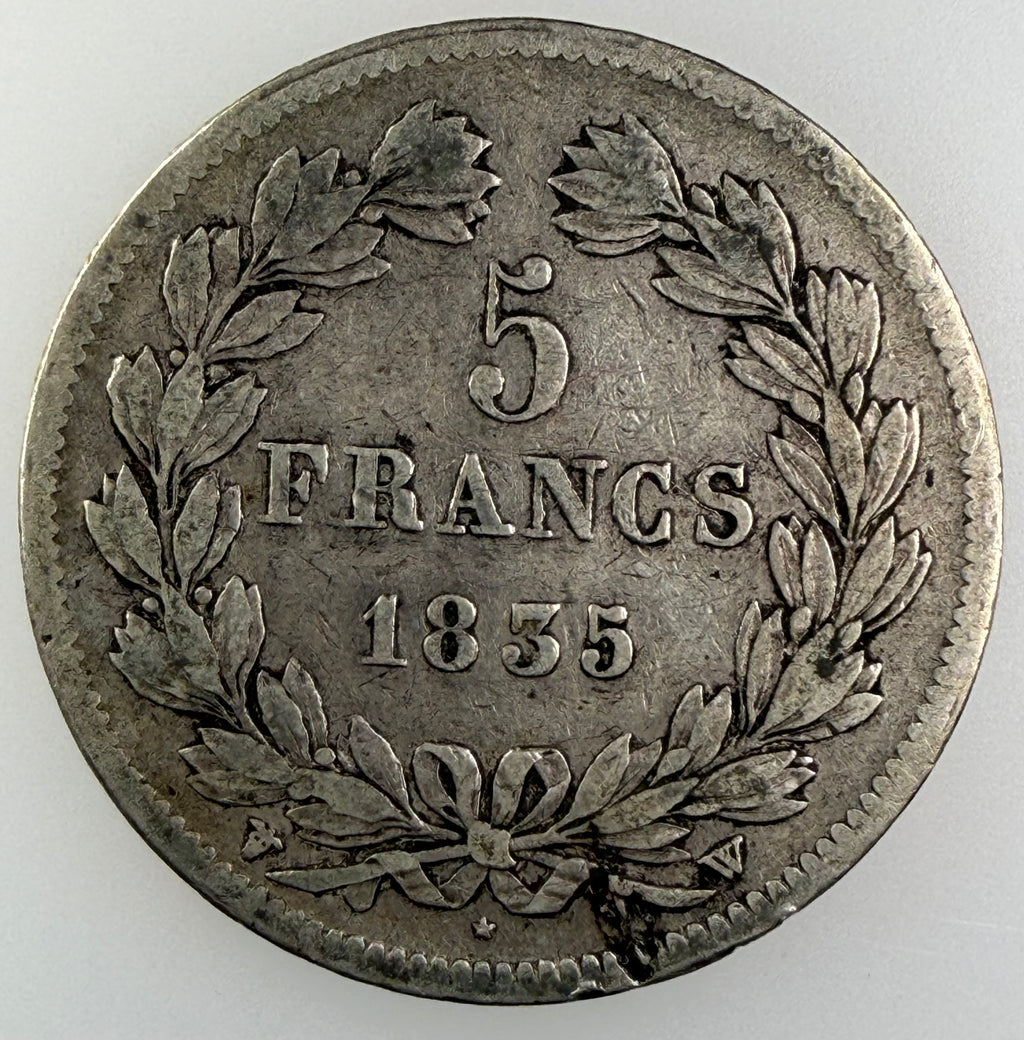 1835-W France Silver 5 Francs