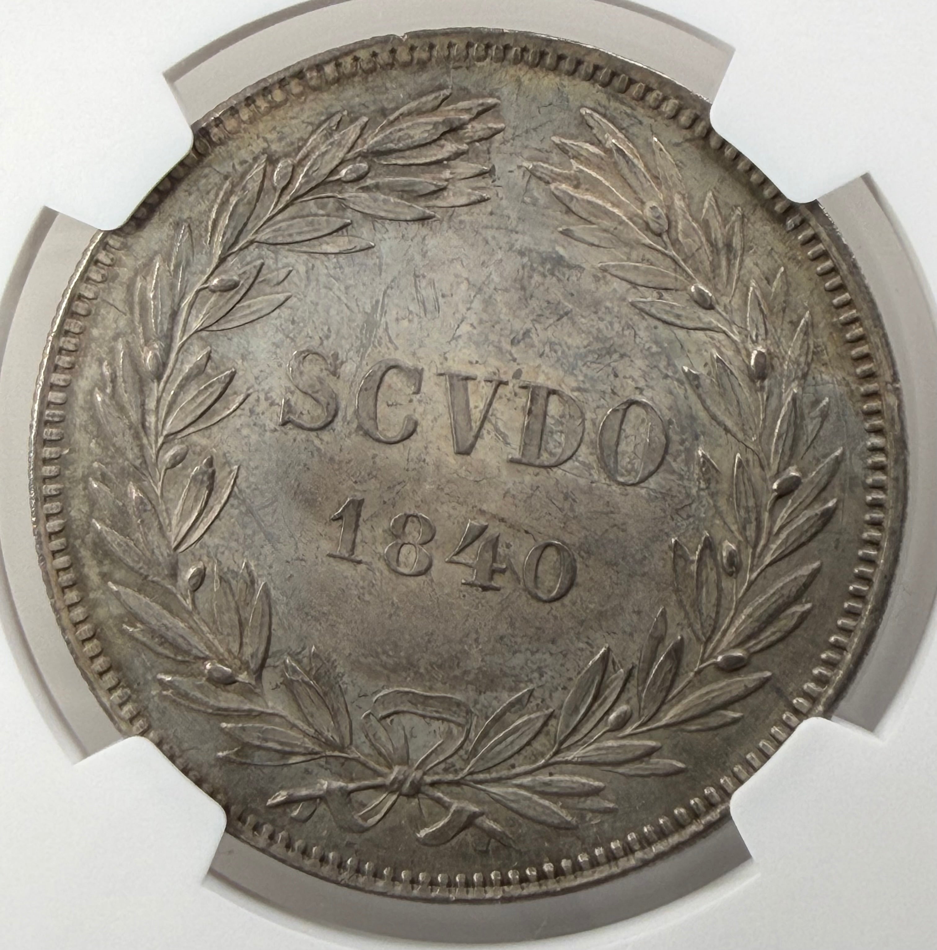 1840 R X Papal States Silver Scudo - Pope Gregory XVI - NGC MS62