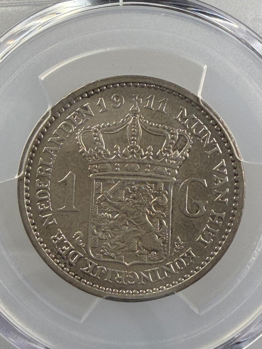 1911 Netherlands Silver 1 Gulden – Queen Wilhelmina – PCGS MS63