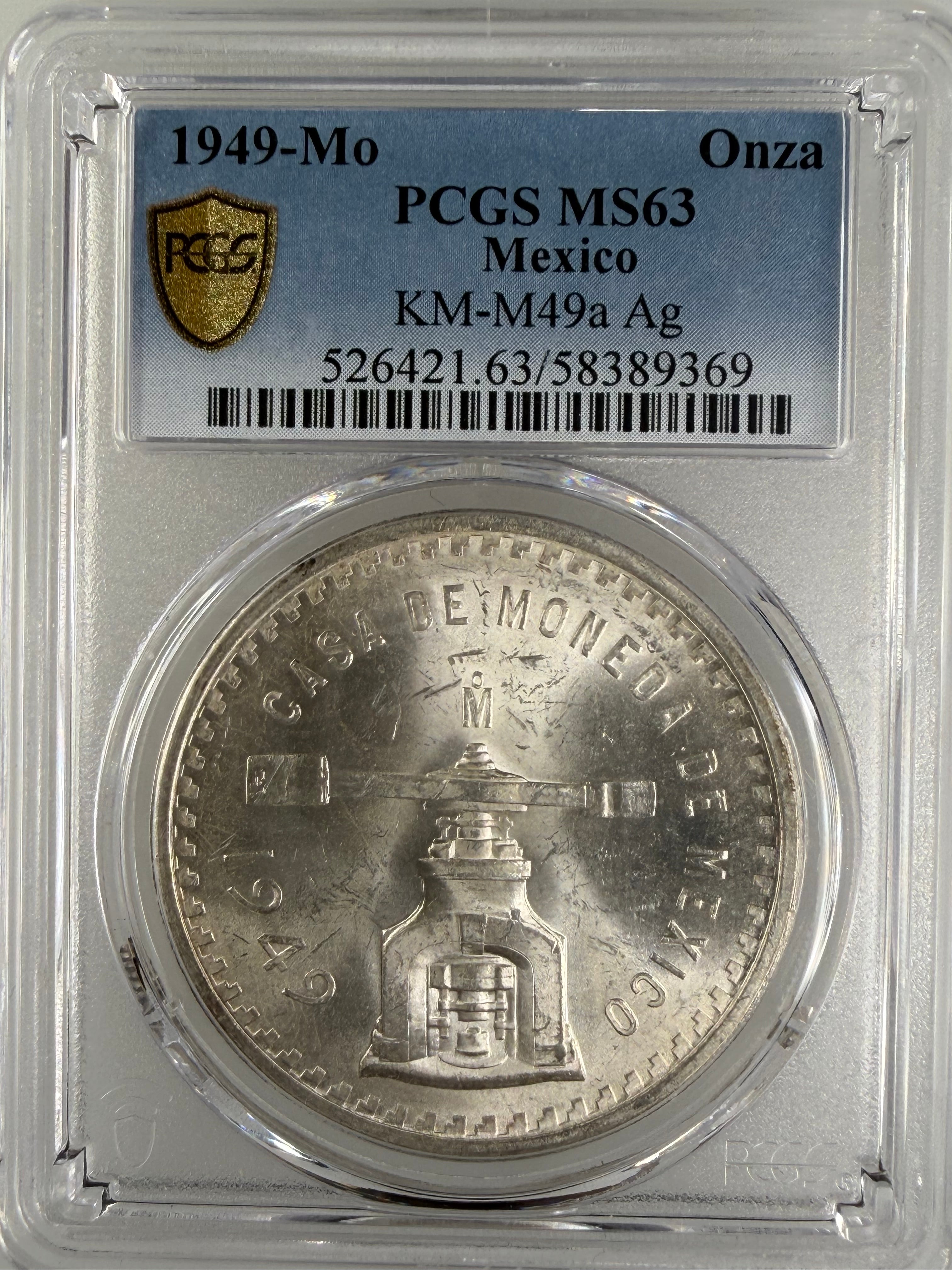 1949 Mexico Onza PCGS MS63 - First Year