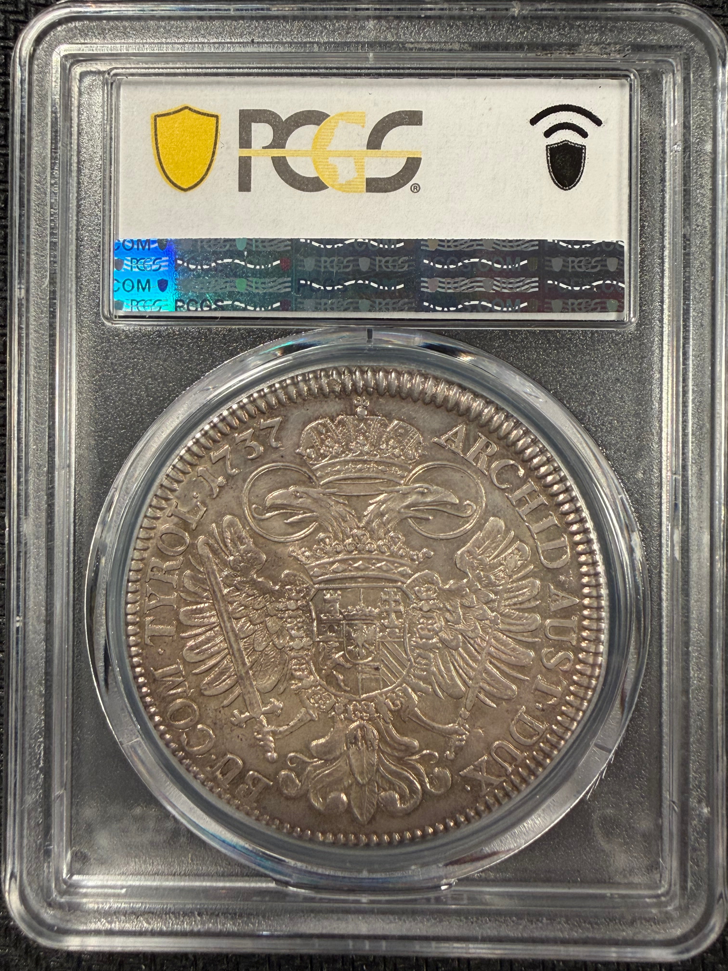 1737 Austria Hall Thaler – Charles VI - PCGS AU58