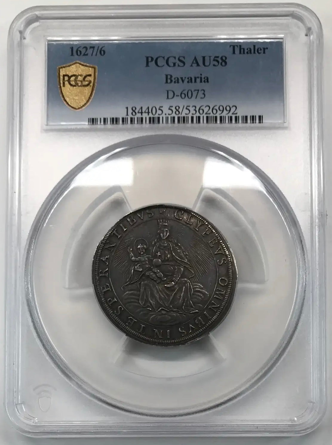 1627/6 Bavaria Silver Thaler Madonna &amp; Child PCGS AU58 (D-6073)