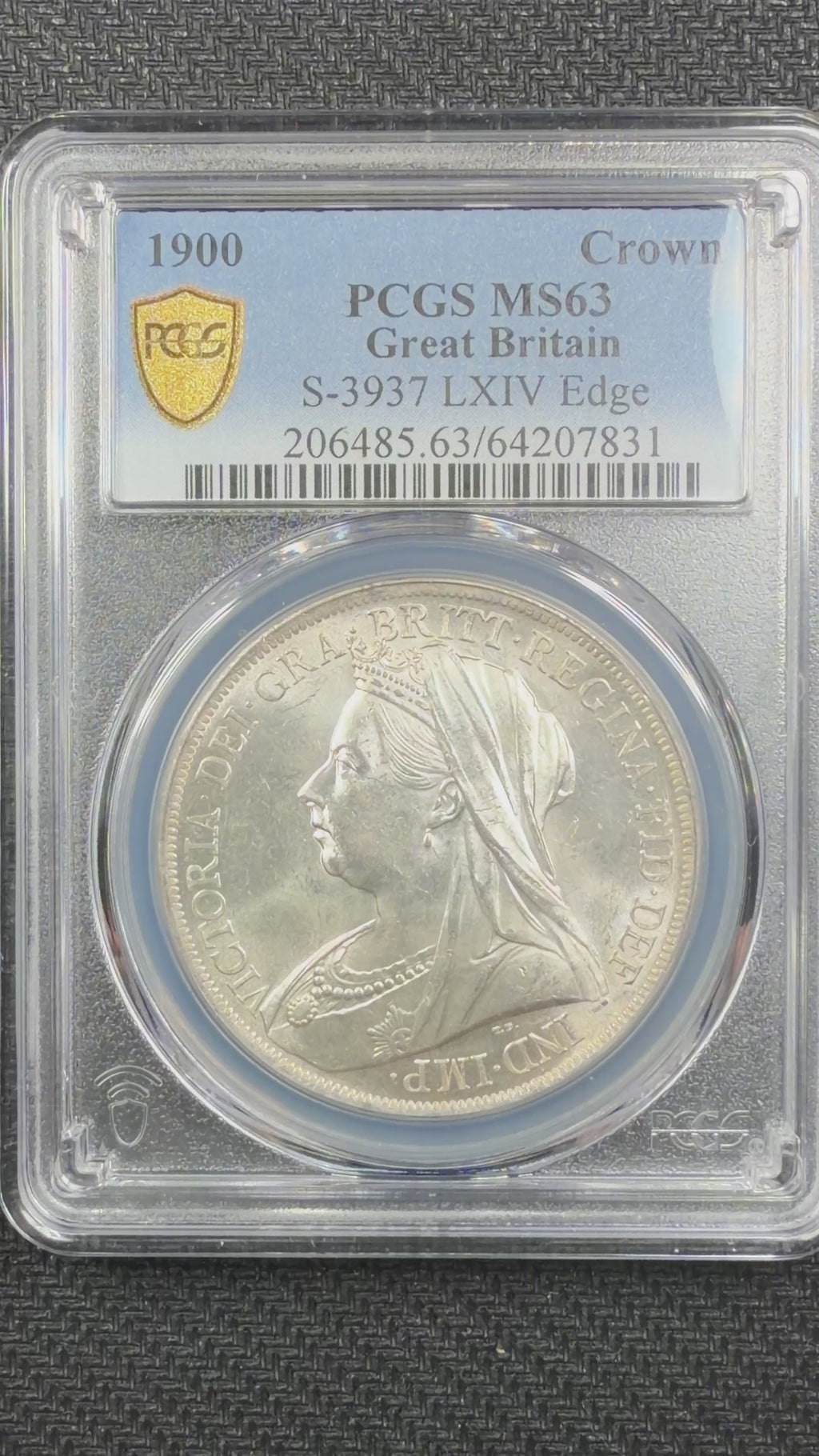 1900 Great Britain Crown PCGS MS63 – Victoria, LXIV Edge (S-3937)