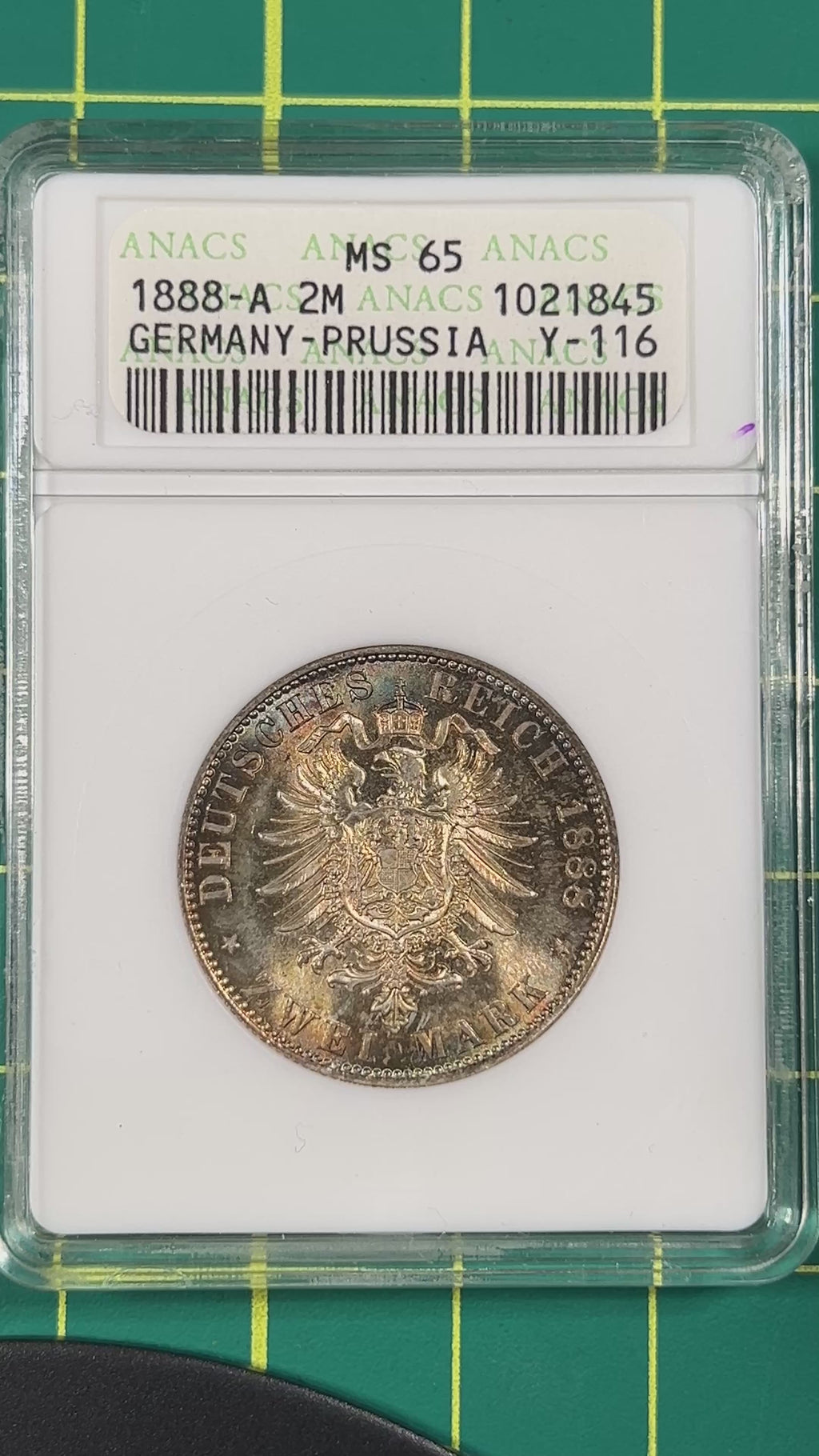 1888-A Germany/Prussia 2 Mark Friedrich III ANACS MS65 (Y-116)