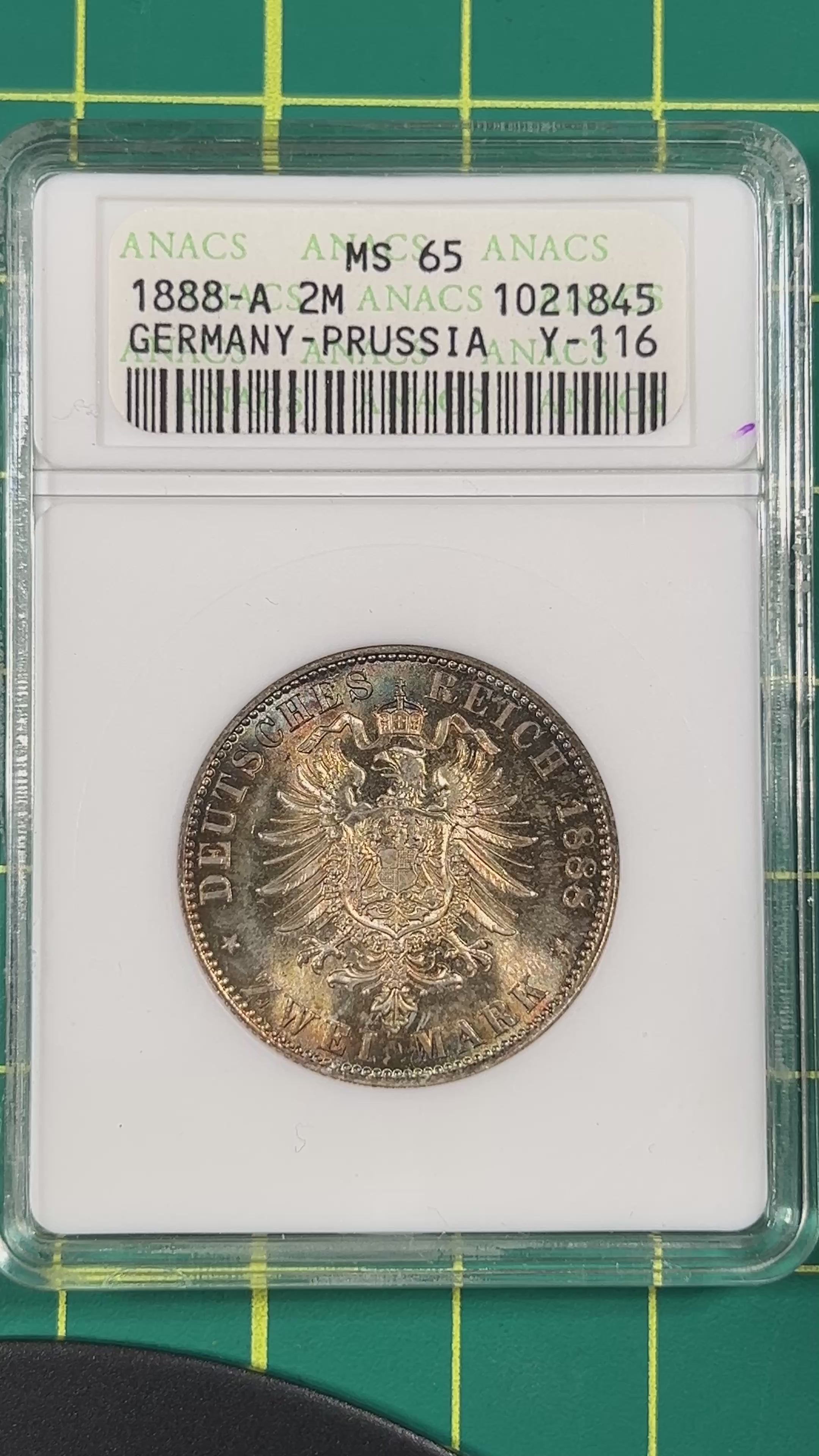 1888-A Germany/Prussia 2 Mark Friedrich III ANACS MS65 (Y-116)
